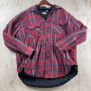 Vintage Northwest Blue Shirt Jacket Mens XLT Red Plaid Quilted Workwear Flannel